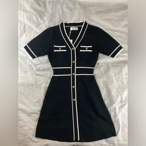 Knit Mix Black Contrast Stitch Knit Dress